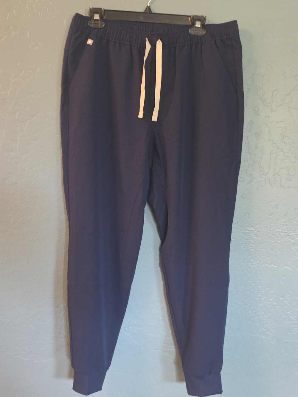 Figs Navy Scrubs Jogger Sweatpants with White Drawstring